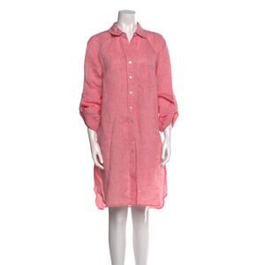 Finley 100% Linen Shirt Dress | Button Up Collared Midi Coastal Minimalist | S